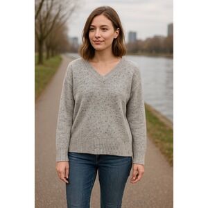 DKNY Jeans Gray Speckled V-Neck Sweater Women's Medium NWT‎